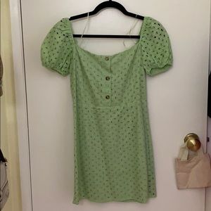 Green Eyelet mini dress